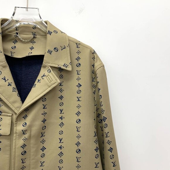 Louis Vuitton Brown Monogram Long-Sleeve Cotton Coat 46 Made In Italy - Picture 7 of 7